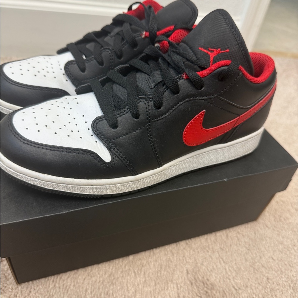 Jordan Black and Red Sneakers with White Highlights